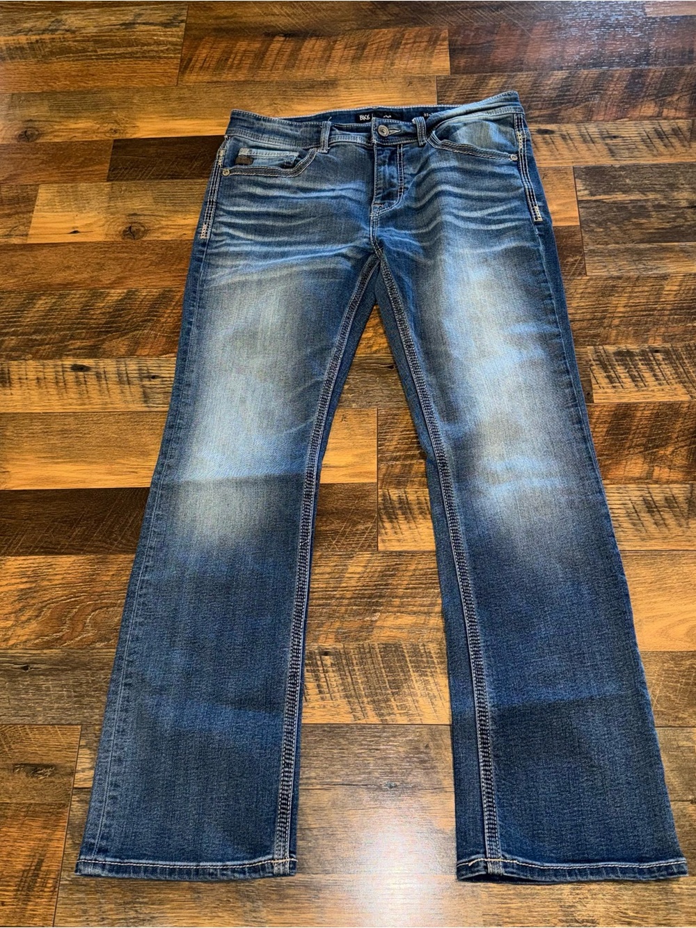 BKE Aiden Men's Bootcut Jeans in Blue Faded Wash